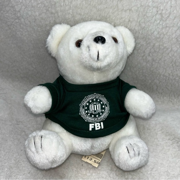 Polar Bear plush 9" FBI green tshirt Crown brand vintage - Picture 9 of 9